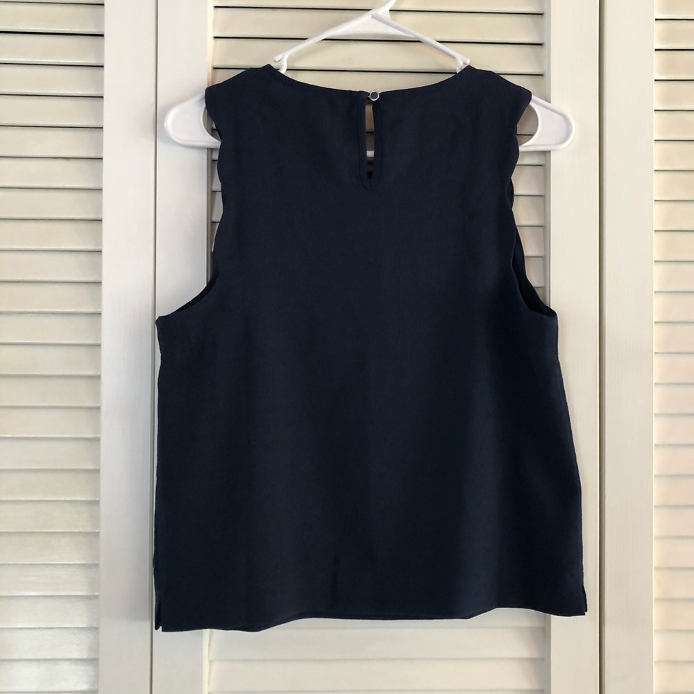 Monteau Francesca’s Navy blue scalloped tank top M - Picture 4 of 5